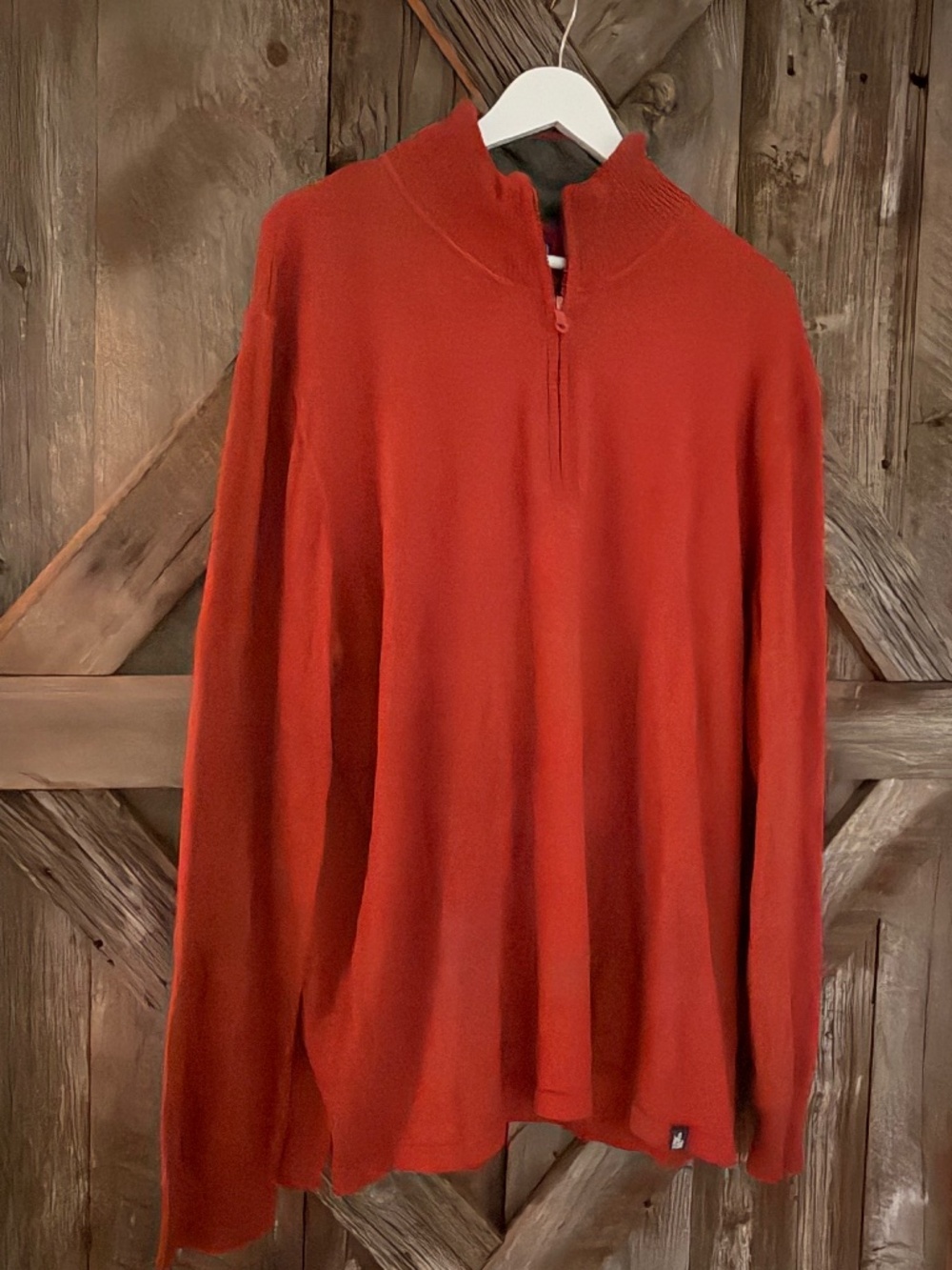 THE NORTH FACE MEN 'S COTTON WOOL BROWN ORANGE PULLOVER ZIP SWEATER FALL XXL